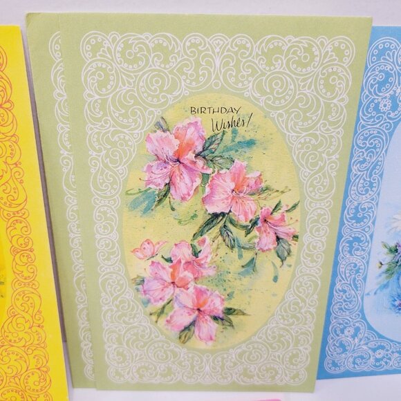 Vtg 8 70's Floral Multi Color Metropolitan Happy Birthday Greeting Cards CLEAN - Picture 3 of 9
